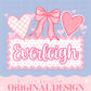 Bow Valentines Digital Design Heart Gingham Name Plate Love Vday Kids Children Shirt PNG Personalized Bows Girly Cutesy Sub Trendy XoXo Cute