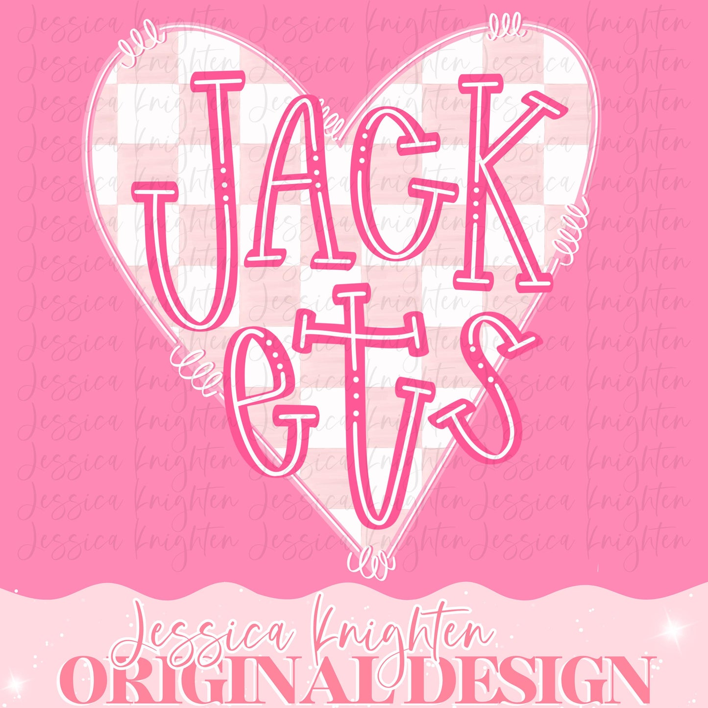 Jackets Mascot Letter Preppy Pink Valentines Football Team Go PNG Sublimation File Glitter Gold DTF Print Digital Unique Trendy Checkered