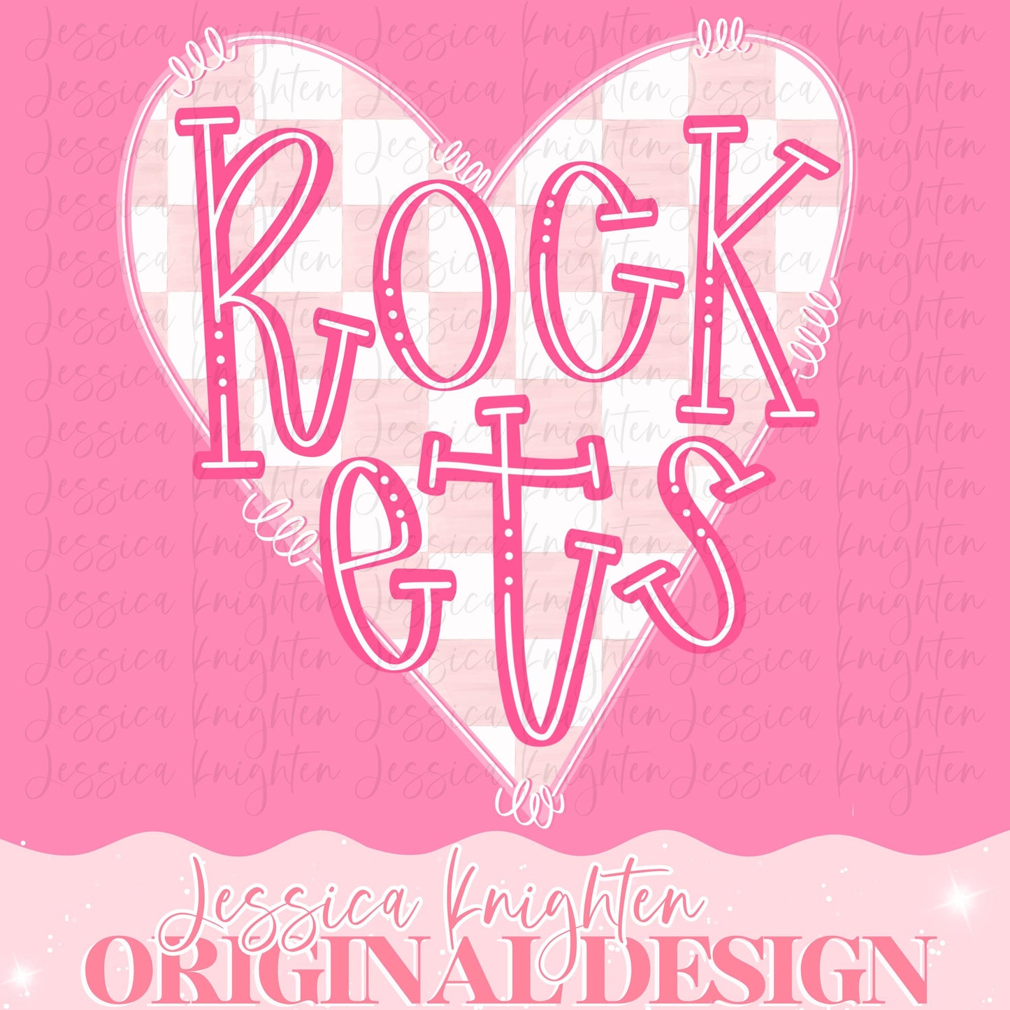 Rockets Mascot Letter Preppy Pink Valentines Football Team Go PNG Sublimation File Glitter Gold DTF Print Digital Unique Trendy Checkered