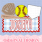 Softball Name Plate Digital Design Heart Gingham Kids Children Shirt PNG Personalized Ball Boy Sub Trendy Cute Glove Bat Home Plate Custom