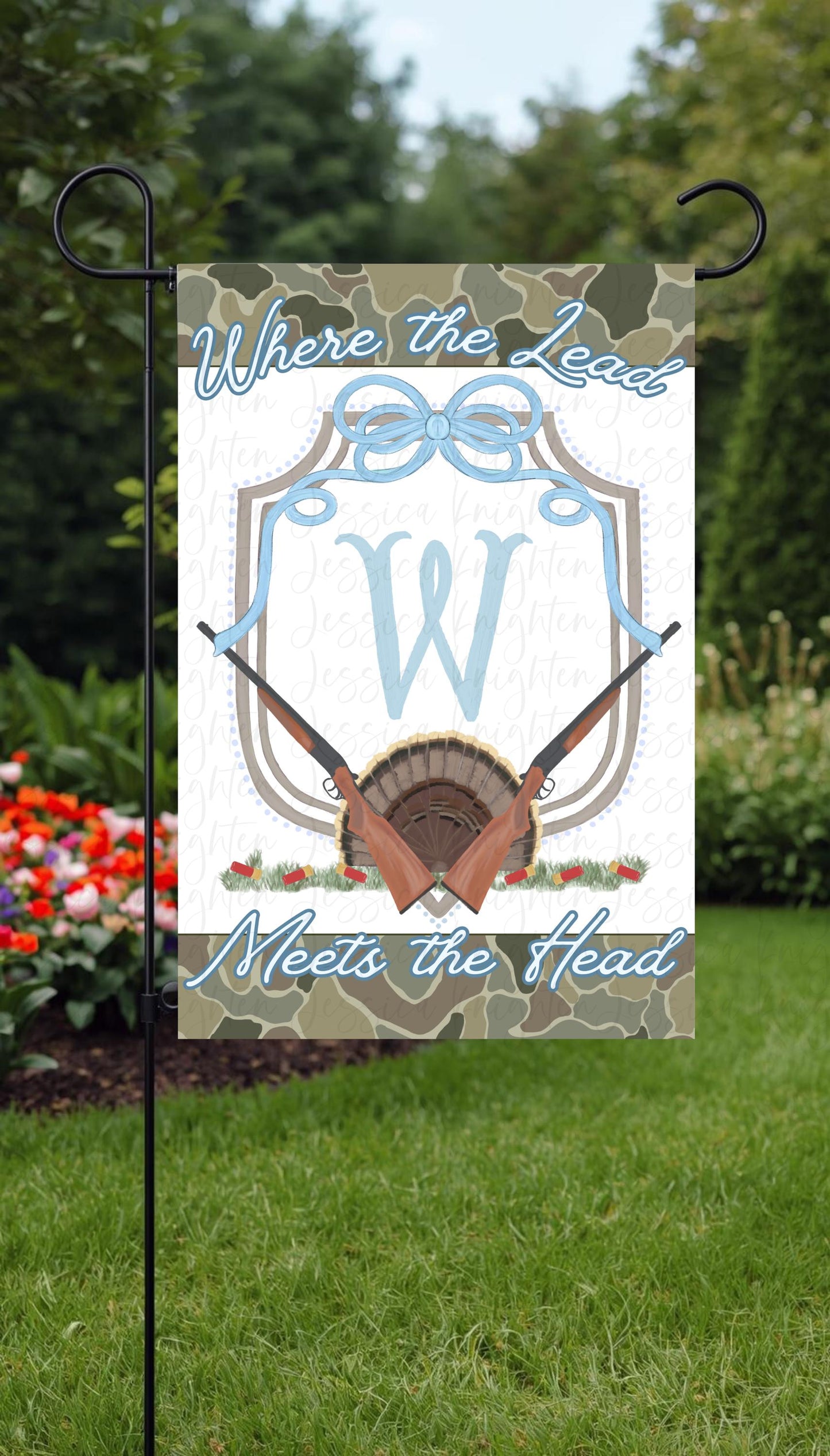 Turkey Hunting Hand Drawn Garden Flag Digital Download Design Original Unique DTF Sublimation Design Door Crest