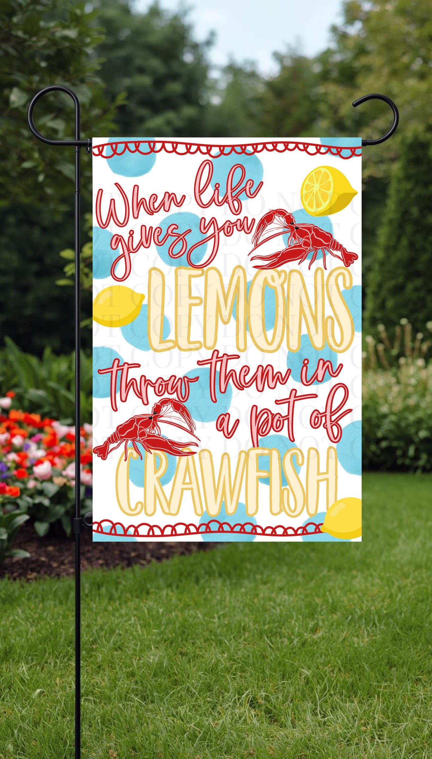 Crawfish Season Hand Drawn Garden Flag Digital Download Design Original Unique DTF Sublimation Design Lemons Pinch the Head Peel Repeat