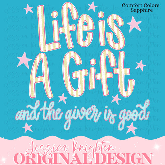 Everyday Life is a Gift & the Giver is Good PNG Digital Design Girly Trendy Women Preppy Watercolor Pastel Inspirational Bible God Jesus