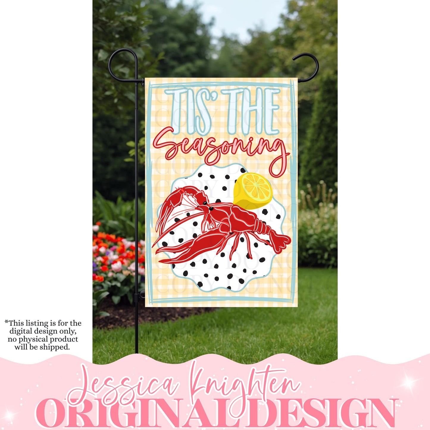 Crawfish Season Hand Drawn Garden Flag Digital Download Design Original Unique DTF Sublimation Design Lemons Pinch the Head Peel Repeat