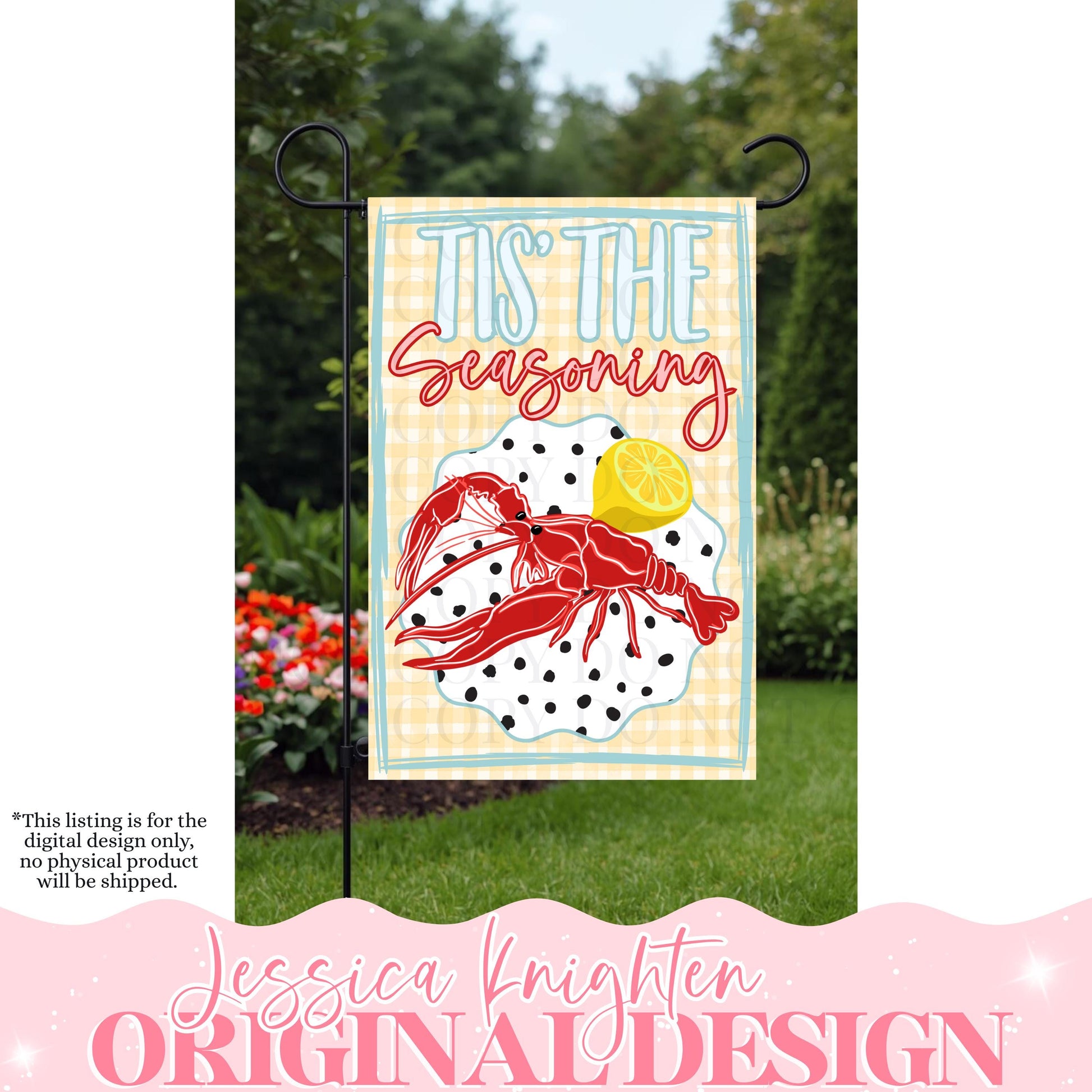 Crawfish Season Hand Drawn Garden Flag Digital Download Design Original Unique DTF Sublimation Design Lemons Pinch the Head Peel Repeat