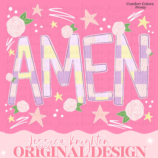 AMEN Jesus Inspirational Church Transparent God PNG Christian Lord Jesus Pink Preppy Polka Dot Front Trendy Star Church Trending
