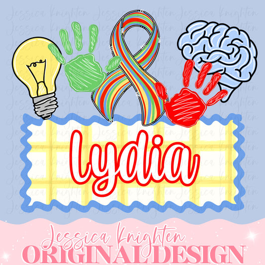 Autism Awareness Name Plate PNG Coquette Trendy Preppy April Advocate Special Education Different Beautiful Sublimation DTF Kids Custom