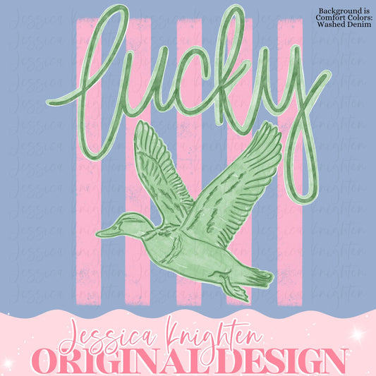 Everyday Lucky Duck PNG Digital Design Girly Trendy Kid Design Women Pink Preppy Prep Print Summer Bay Coastal Watercolor Trending Stripes