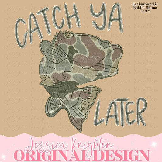 Catch Ya Bass Fishing PNG Digital Design Girly Trendy Files Kid Design Children Preppy Prep Print Summer Watercolor Boys Camo