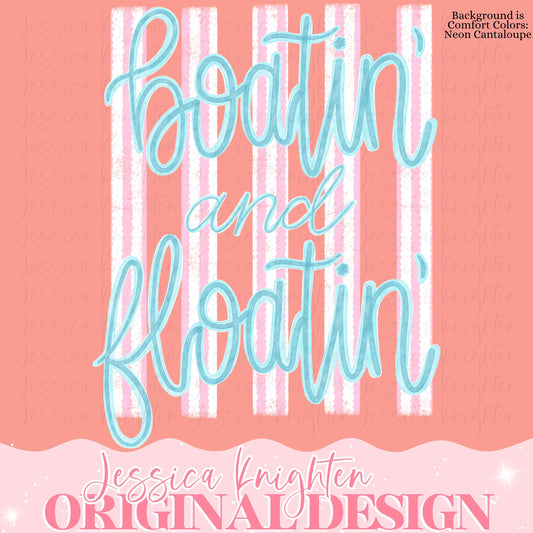 Everyday Summer Boatin' and Floatin' PNG Digital Design Girly Trendy Women Pink Preppy Prep Print Beach Bay Watercolor Trending Stripes