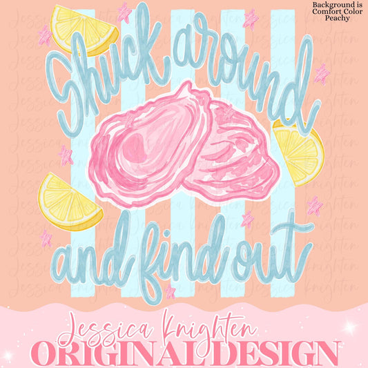 Everyday Summer Shuck Around and Find Out PNG Digital Girly Trendy Kid Design Women Pink Preppy Beach Coastal Watercolor Trending Oyster Bay