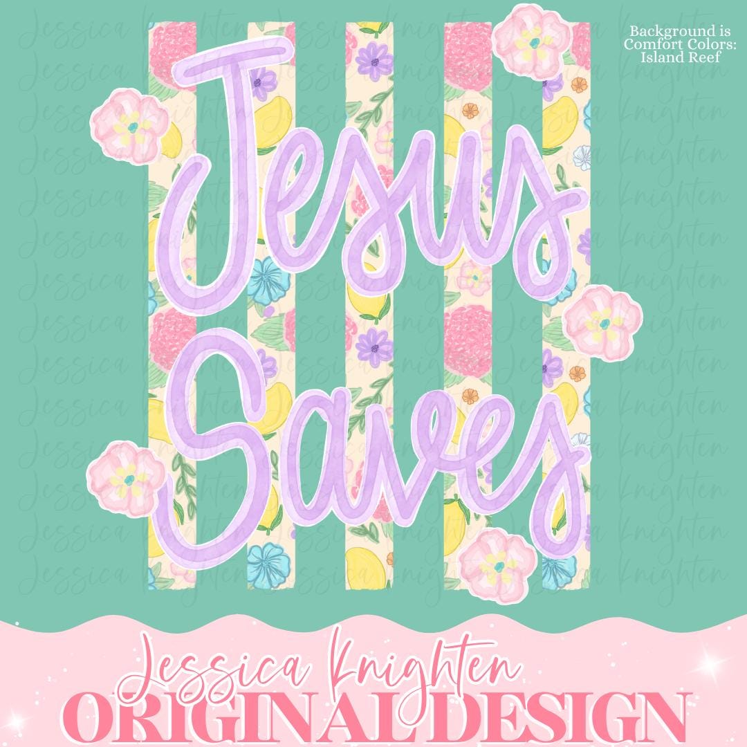 Jesus Saves Inspirational Church Transparent God PNG Christian Lord Jesus Pink Preppy Stripes Front Trendy Trending Print Summer Spring