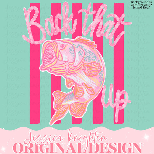 Everyday Summer Back That Bass Up PNG Digital Design Girly Trendy Kid Design Women Hot Pink Preppy Print Lake Bay Coastal Trending Stripes