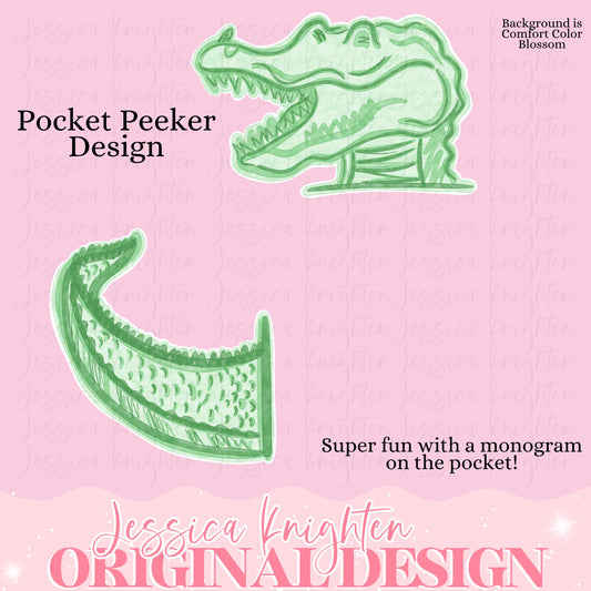 Everyday Gator Pocket Peeker PNG Digital Design Girly Trendy Kid Design Women Pink Preppy Prep Print Summer Bay Coastal Watercolor Trending