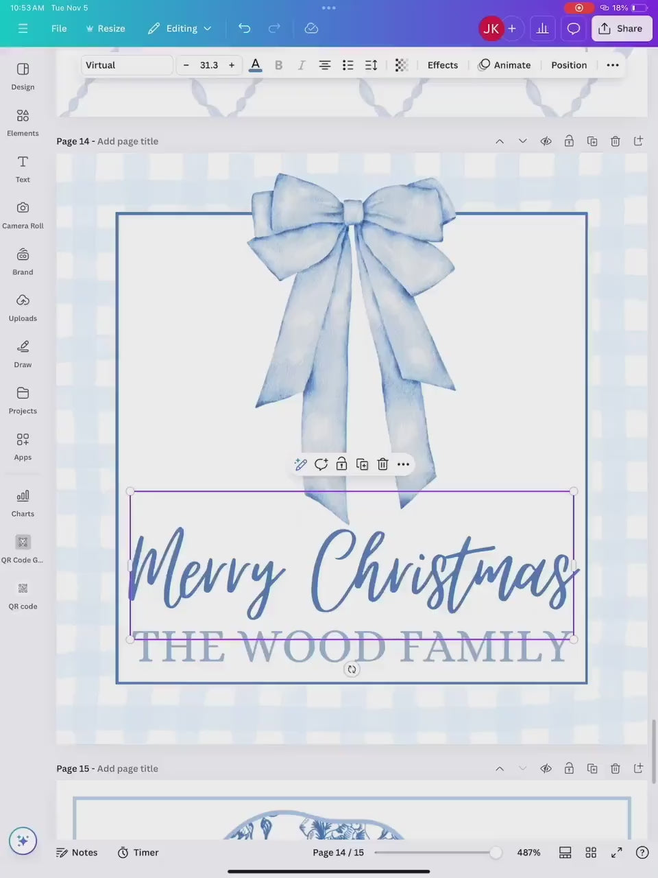 15 Printable Editable Christmas Gift Tags Coastal Grandmillenial Chinoiserie Preppy Sticker Print Your Own Canva Square Digital File Print