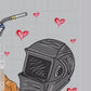 Welder Girls Valentines Design Heart Gingham Name Plate Love Kids Children Shirt PNG Personalized Sub Trendy XoXo Powerline Blue Collar